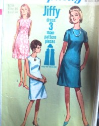 7072  Simplicity 1967 EZ JIFFY SS/ SLEEVELESS NO COLLAR A-DRESS PATTERN 14, 12 choice